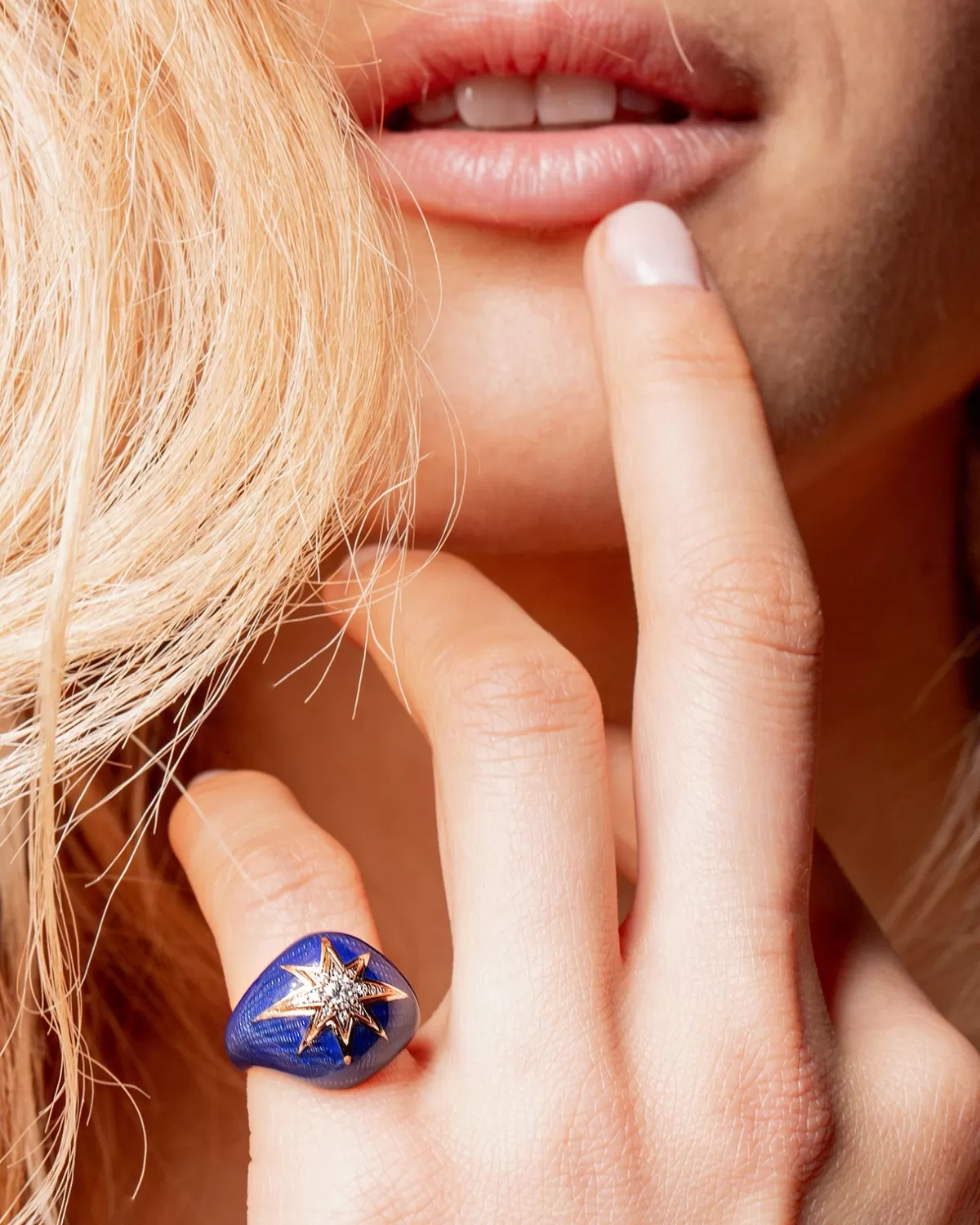 Selim Mouzannar Rings-Aida Navy Blue Pinky Ring Diamonds