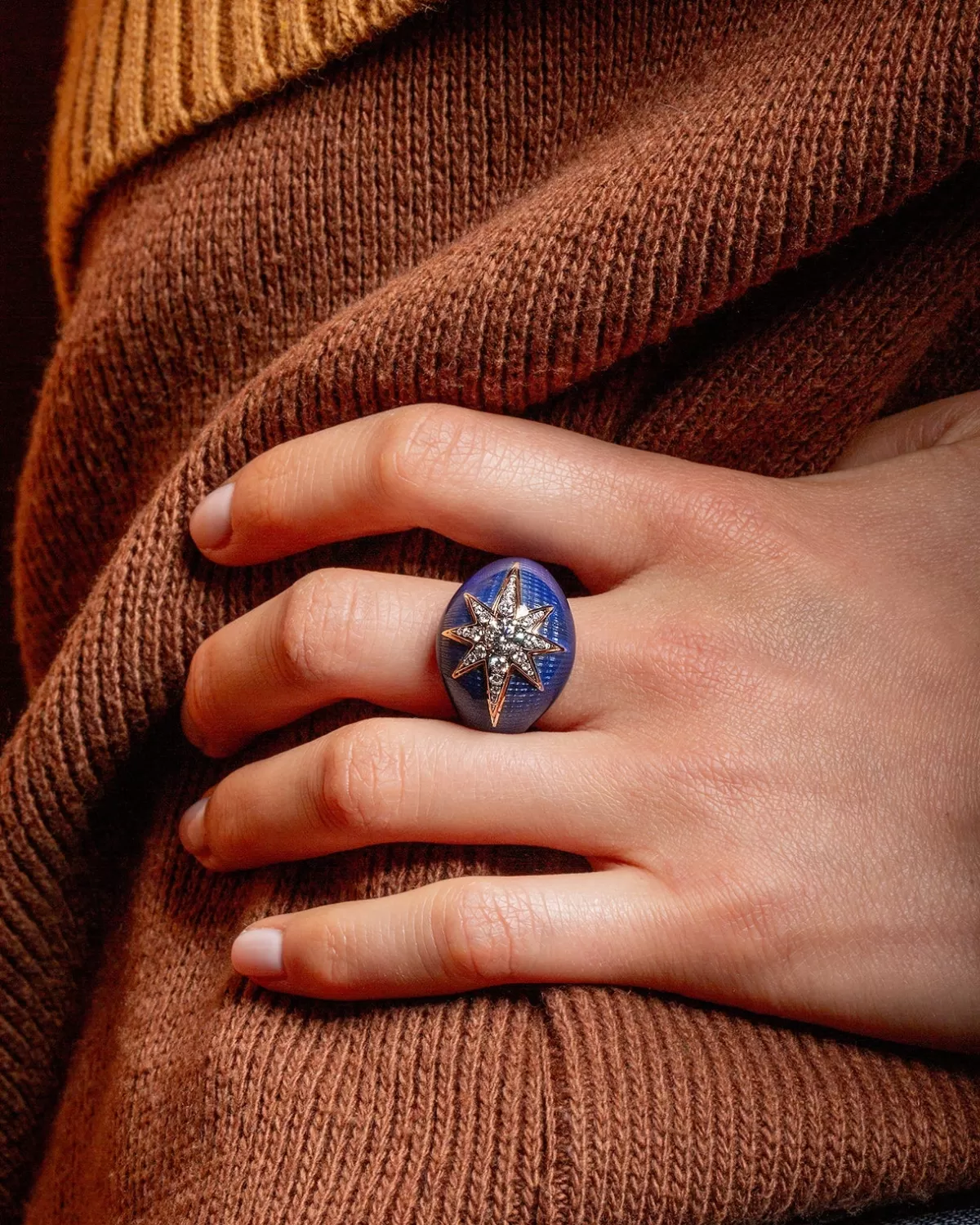 Selim Mouzannar Rings-Aida Navy Blue Ring Diamonds