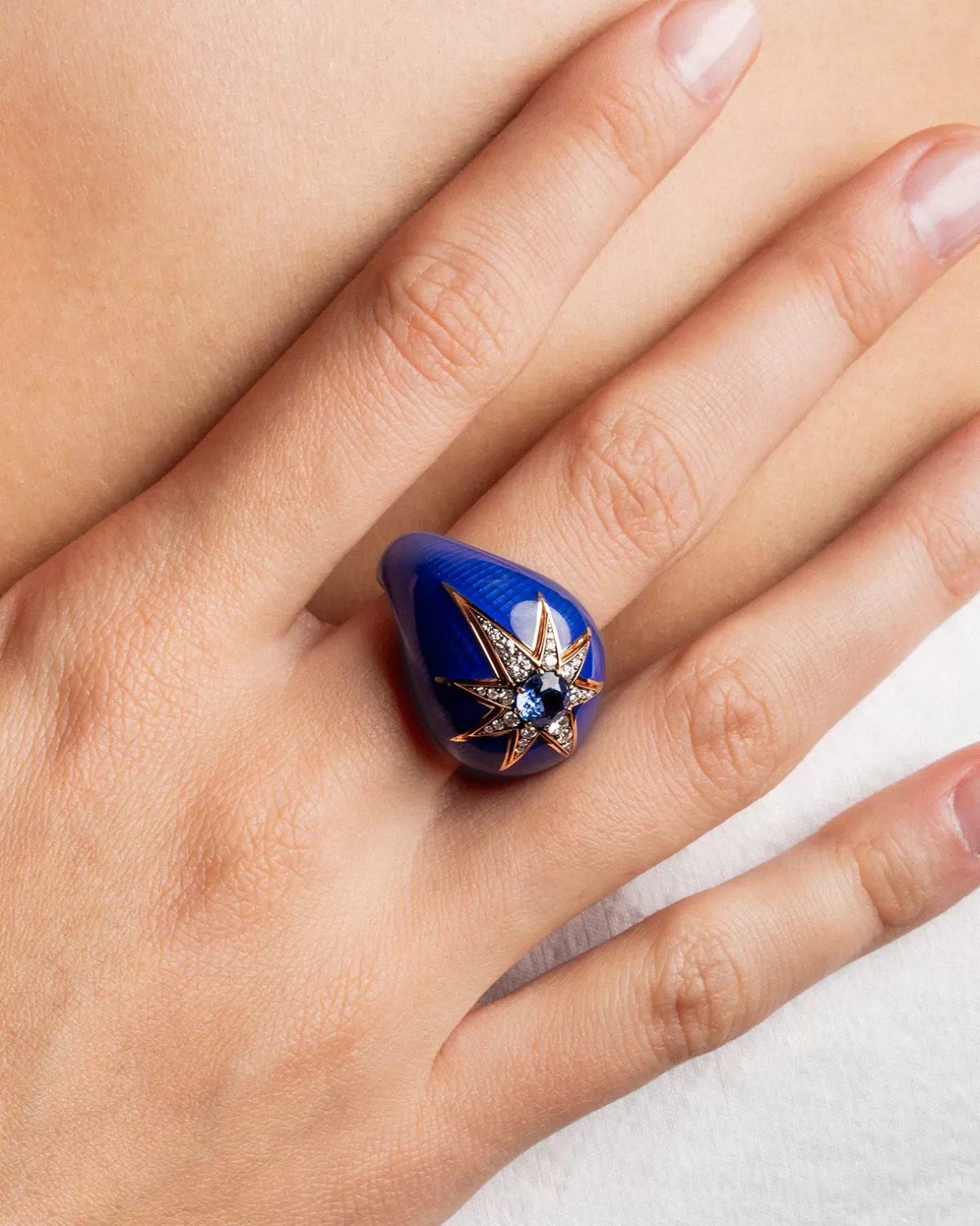 Selim Mouzannar Rings-Aida Navy Blue Ringblue Sapphire - Diamonds