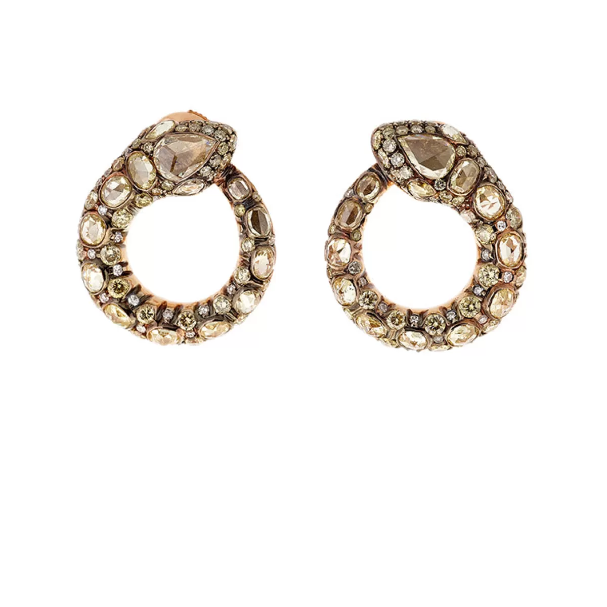 Selim Mouzannar Earrings-Basilik Earringsyellow & White Diamonds