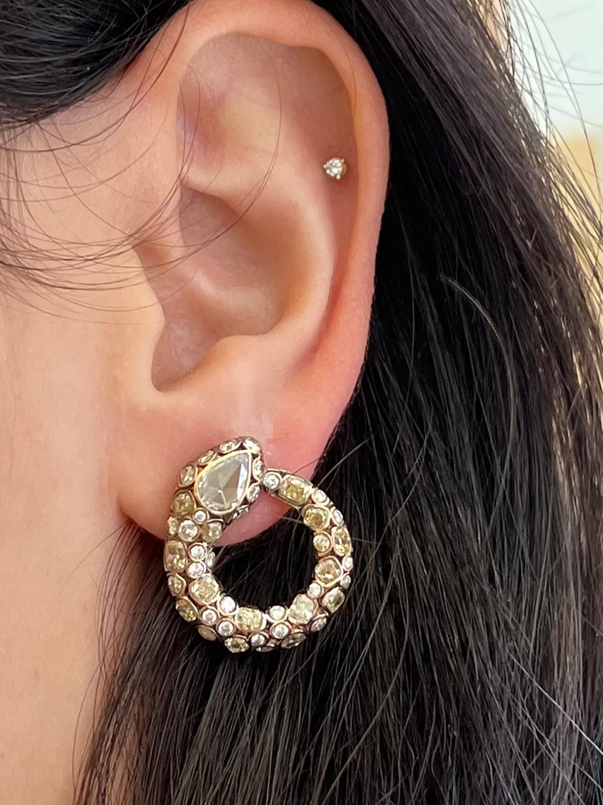 Selim Mouzannar Earrings-Basilik Earringsyellow & White Diamonds
