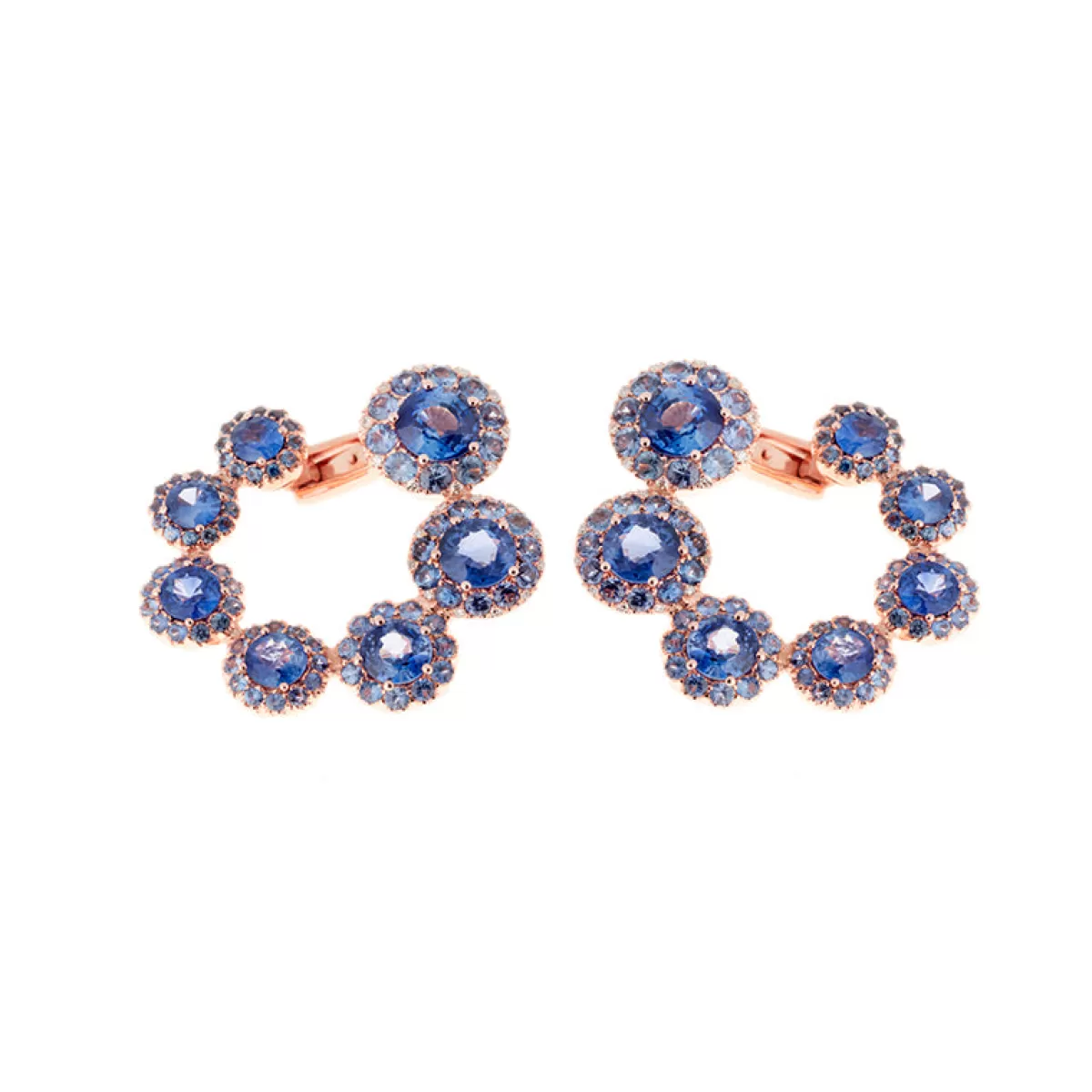 Selim Mouzannar Earrings-Beirut Circle Earringsblue Sapphires - Diamonds