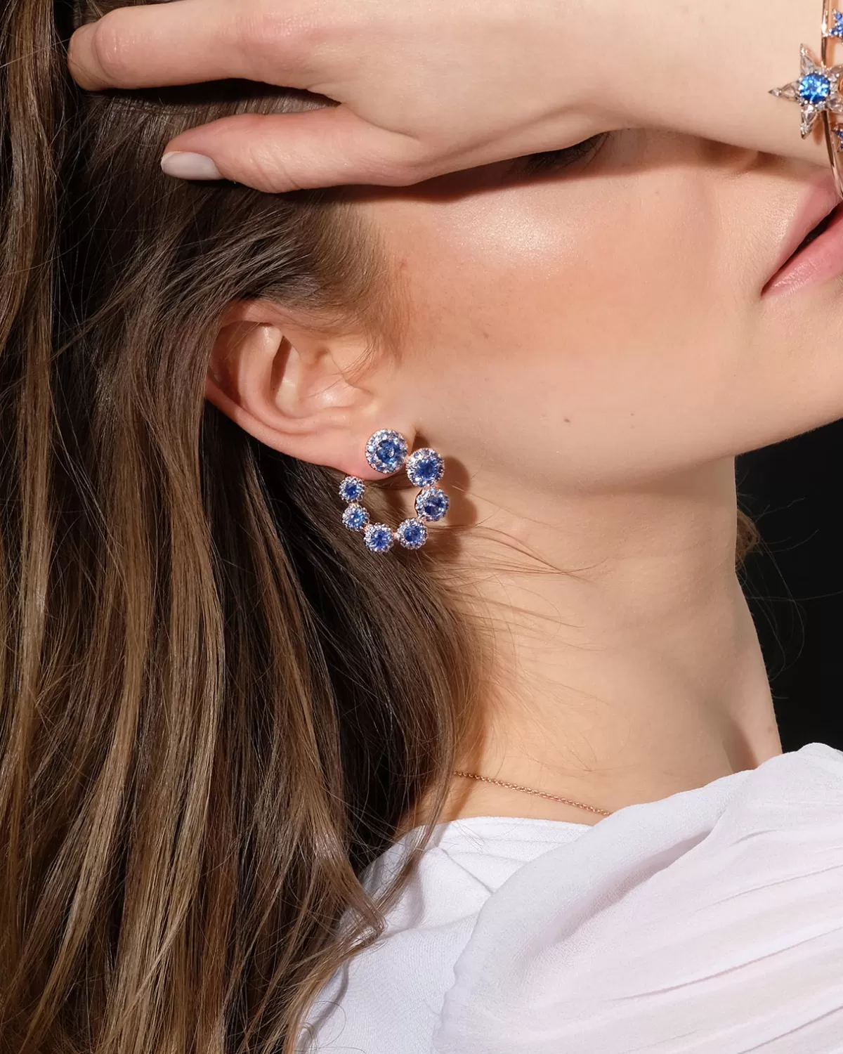 Selim Mouzannar Earrings-Beirut Circle Earringsblue Sapphires - Diamonds