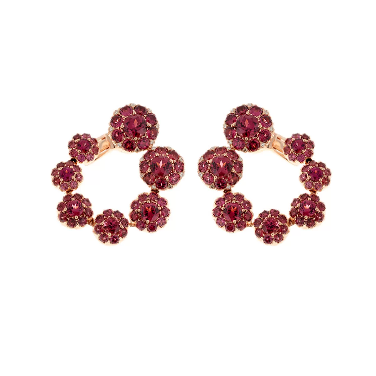 Selim Mouzannar Earrings-Beirut Circle Earringsrhodolites - Diamonds