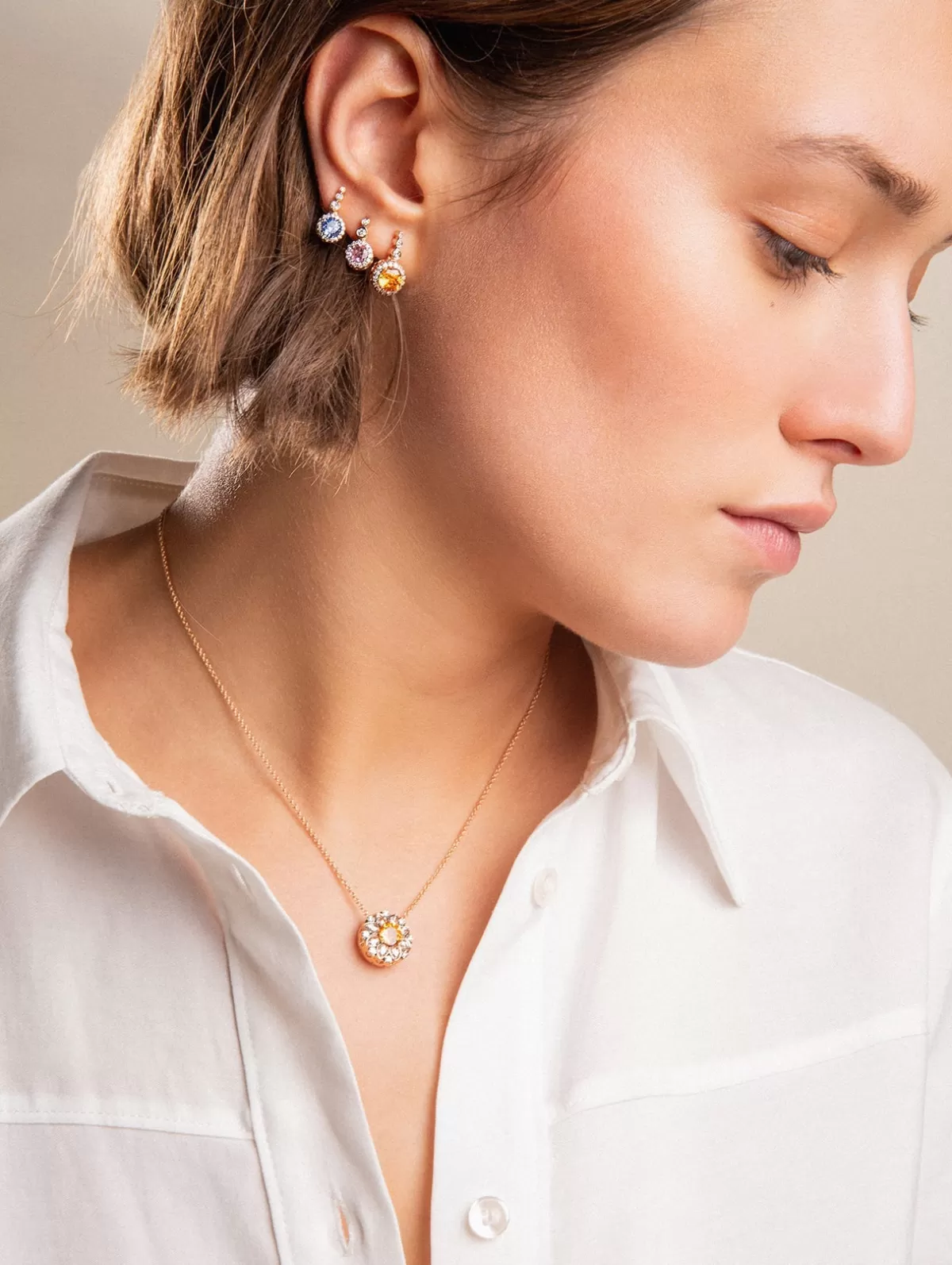 Selim Mouzannar Earrings-Beirut Colours Earringspink Sapphires - Diamonds