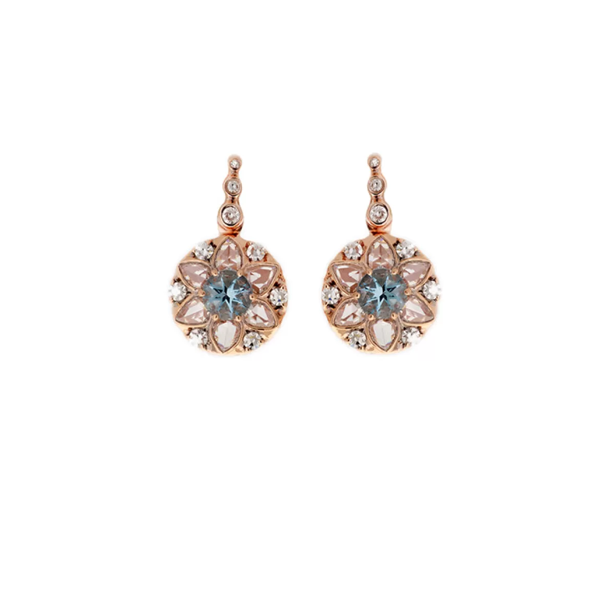 Selim Mouzannar Earrings-Beirut Rosace Earringsaquamarines - Diamonds