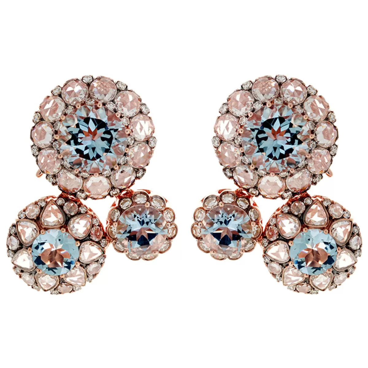 Selim Mouzannar Earrings-Beirut Rosace Earringsaquamarines - Diamonds