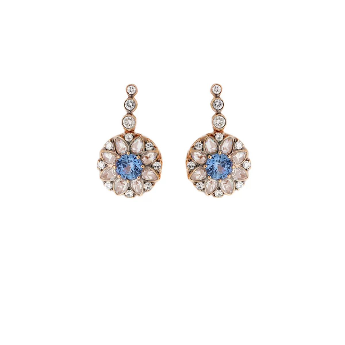 Selim Mouzannar Earrings-Beirut Rosace Earringsblue Sapphires - Diamonds