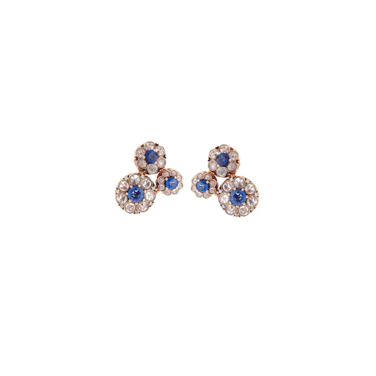 Selim Mouzannar Earrings-Beirut Rosace Earringsblue Sapphires - Diamonds