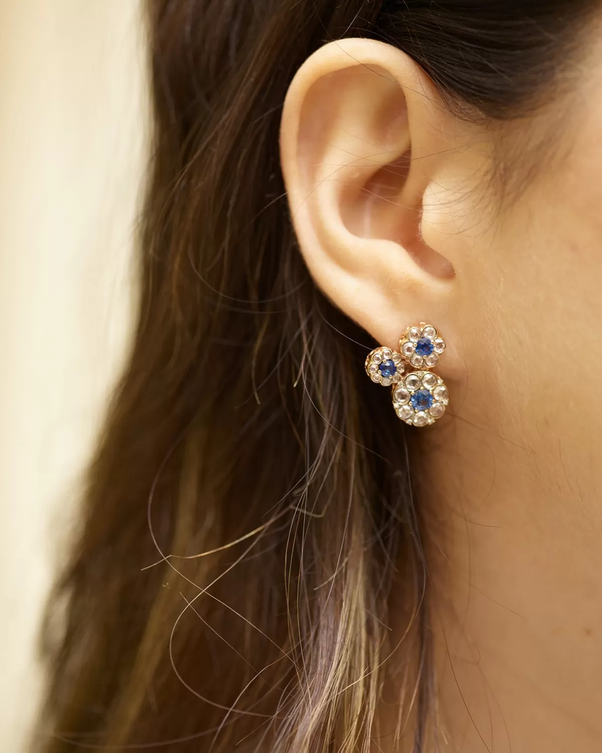Selim Mouzannar Earrings-Beirut Rosace Earringsblue Sapphires - Diamonds