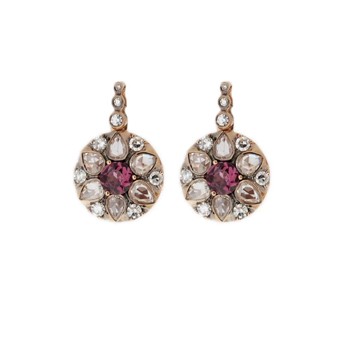 Selim Mouzannar Earrings-Beirut Rosace Earringsrhodolites - Diamonds
