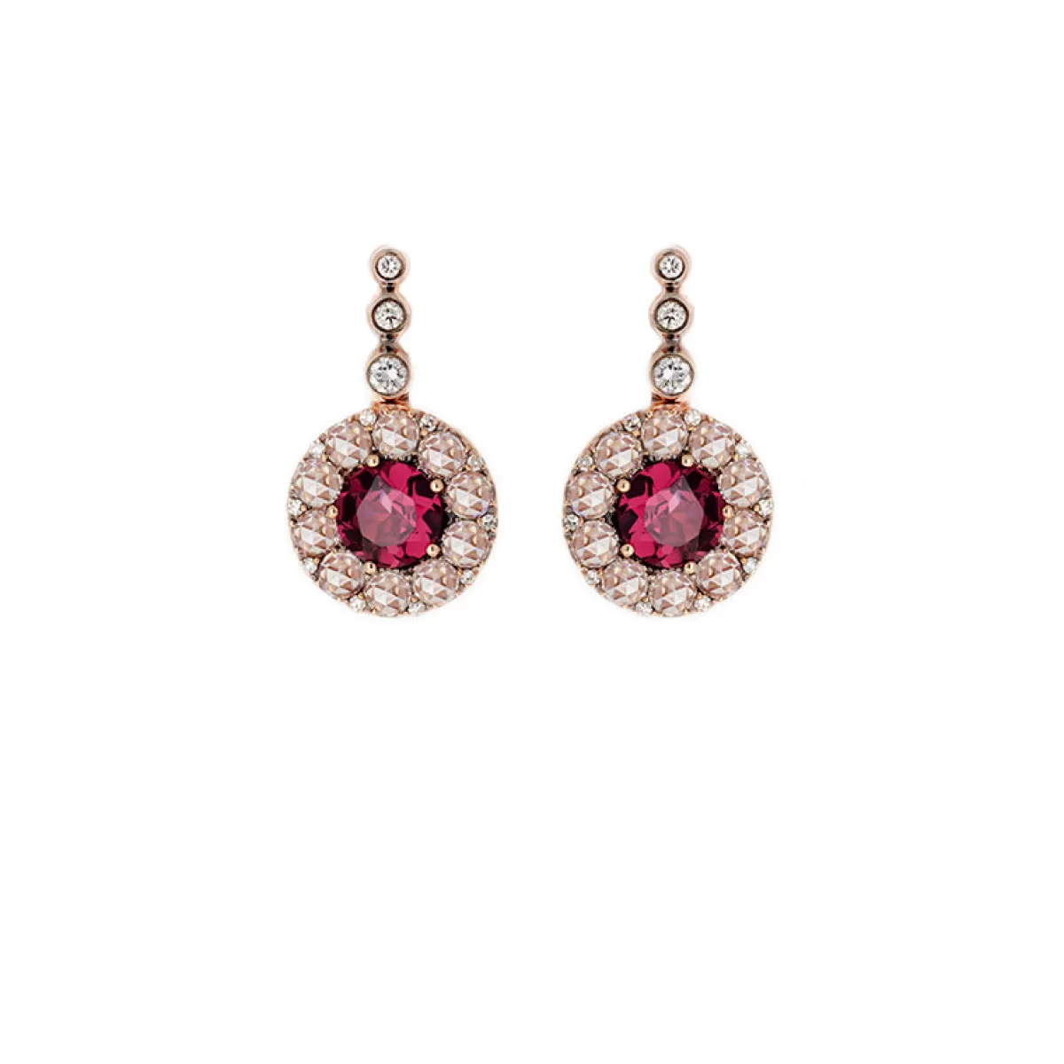 Selim Mouzannar Earrings-Beirut Rosace Earringsrhodolites - Diamonds