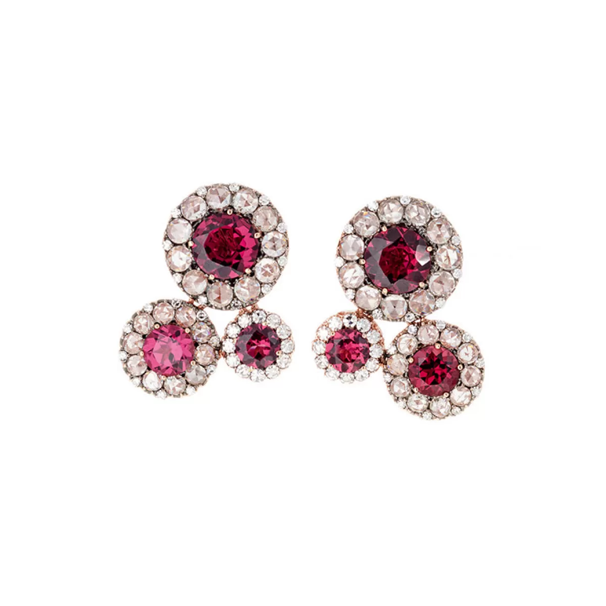 Selim Mouzannar Earrings-Beirut Rosace Earringsrhodolites - Diamonds