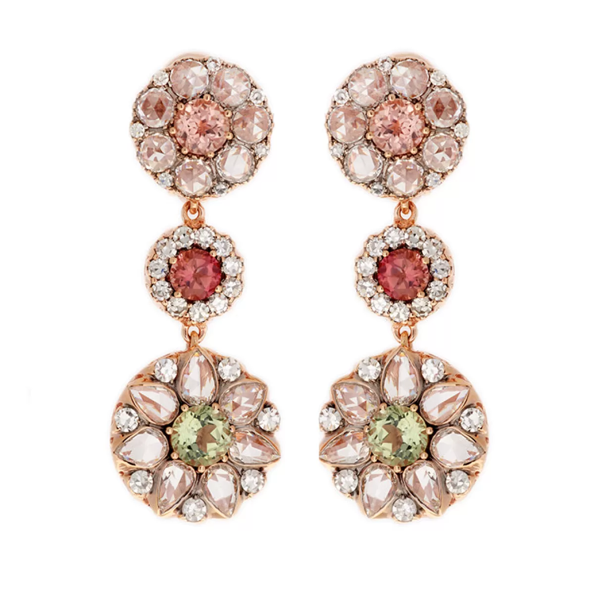 Selim Mouzannar Earrings-Beirut Rosace Earringstourmalines - Diamonds
