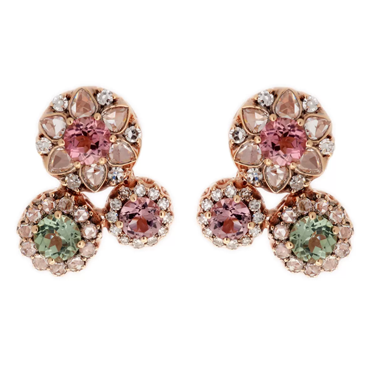 Selim Mouzannar Earrings-Beirut Rosace Earringstourmalines - Diamonds