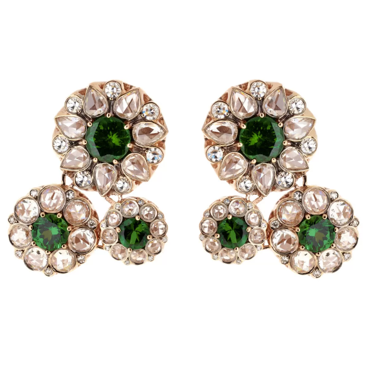Selim Mouzannar Earrings-Beirut Rosace Earringstsavorite - Diamonds