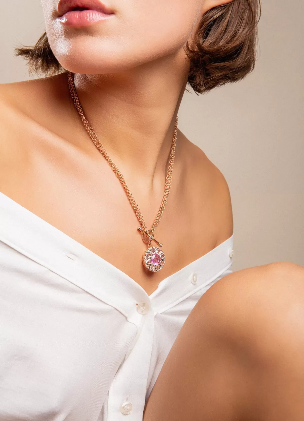 Selim Mouzannar Pendants-Beirut Rosace Pendantpink Sapphire - Diamonds