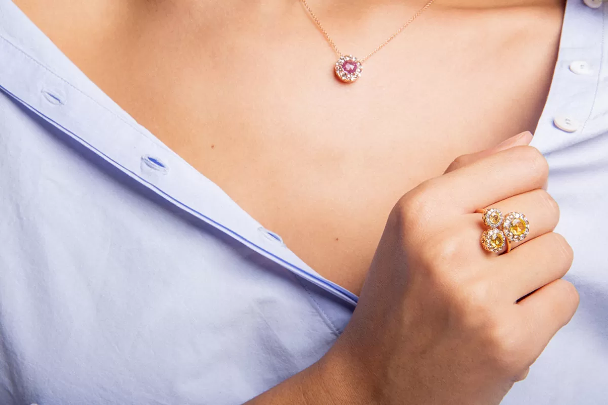 Selim Mouzannar Pendants-Beirut Rosace Pendantpink Sapphire - Diamonds