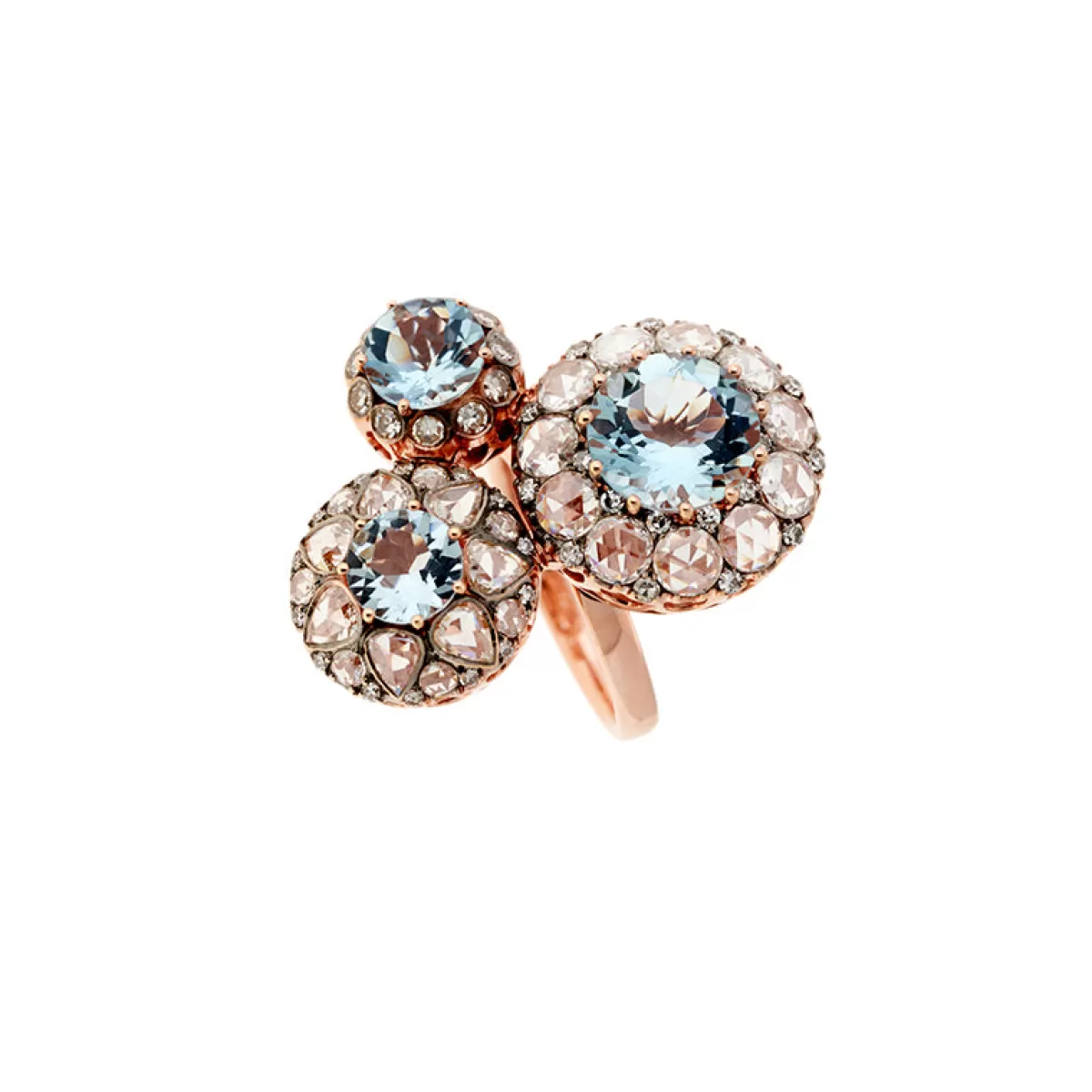 Selim Mouzannar Rings-Beirut Rosace Ringaquamarines - Diamonds