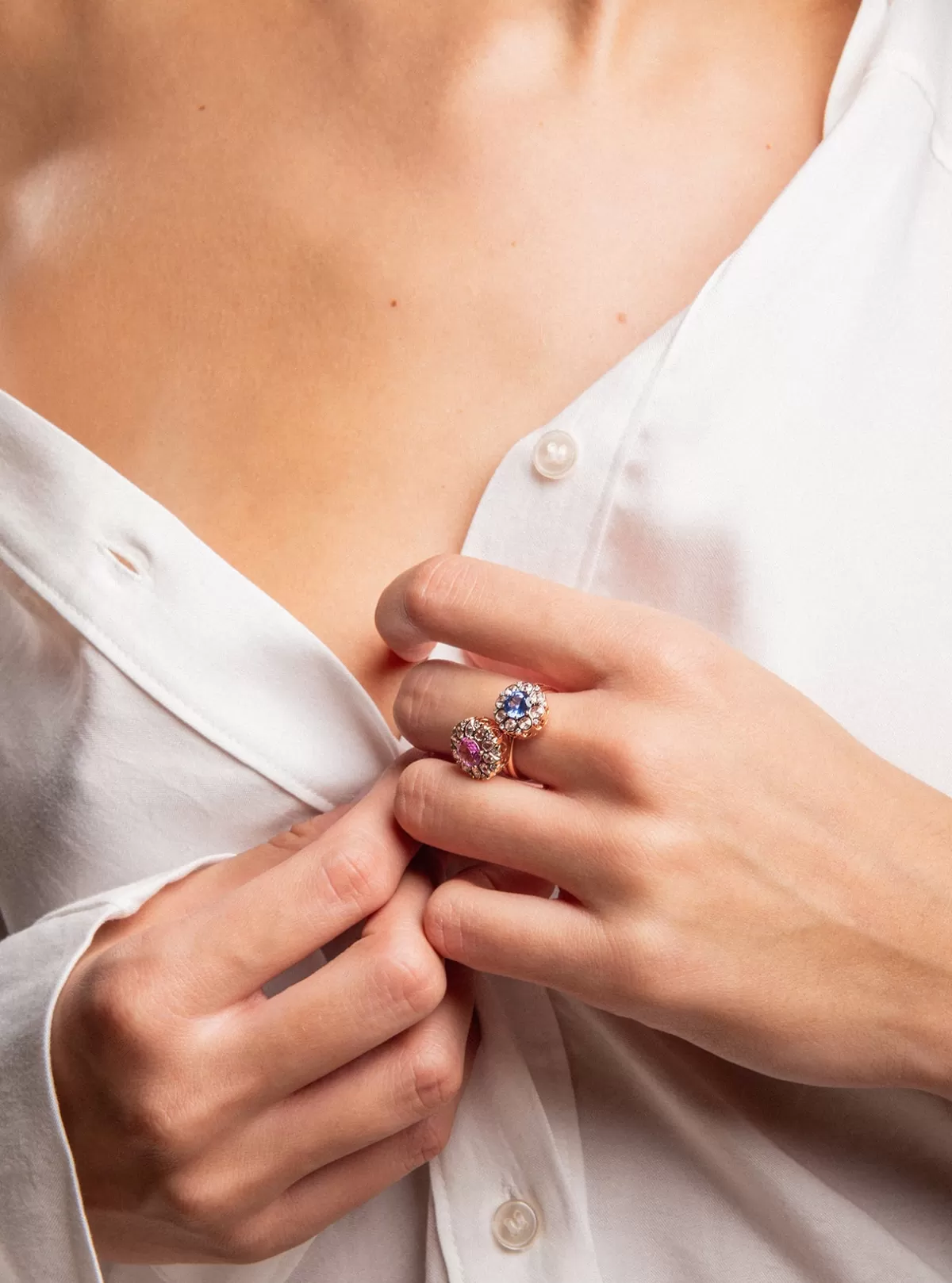 Selim Mouzannar Rings-Beirut Rosace Ringblue Sapphire - Diamonds