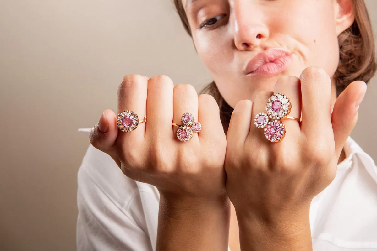 Selim Mouzannar Rings-Beirut Rosace Ringpink Sapphire - Diamonds