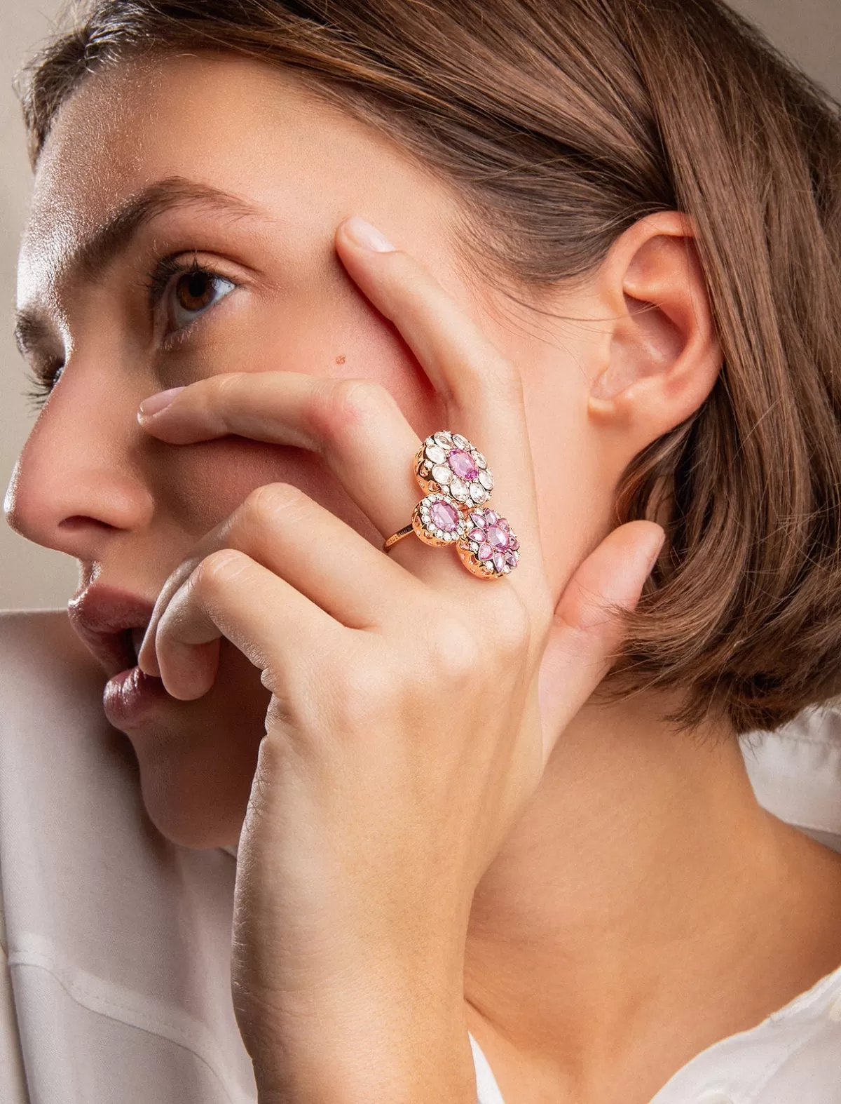 Selim Mouzannar Rings-Beirut Rosace Ringpink Sapphires - Diamonds