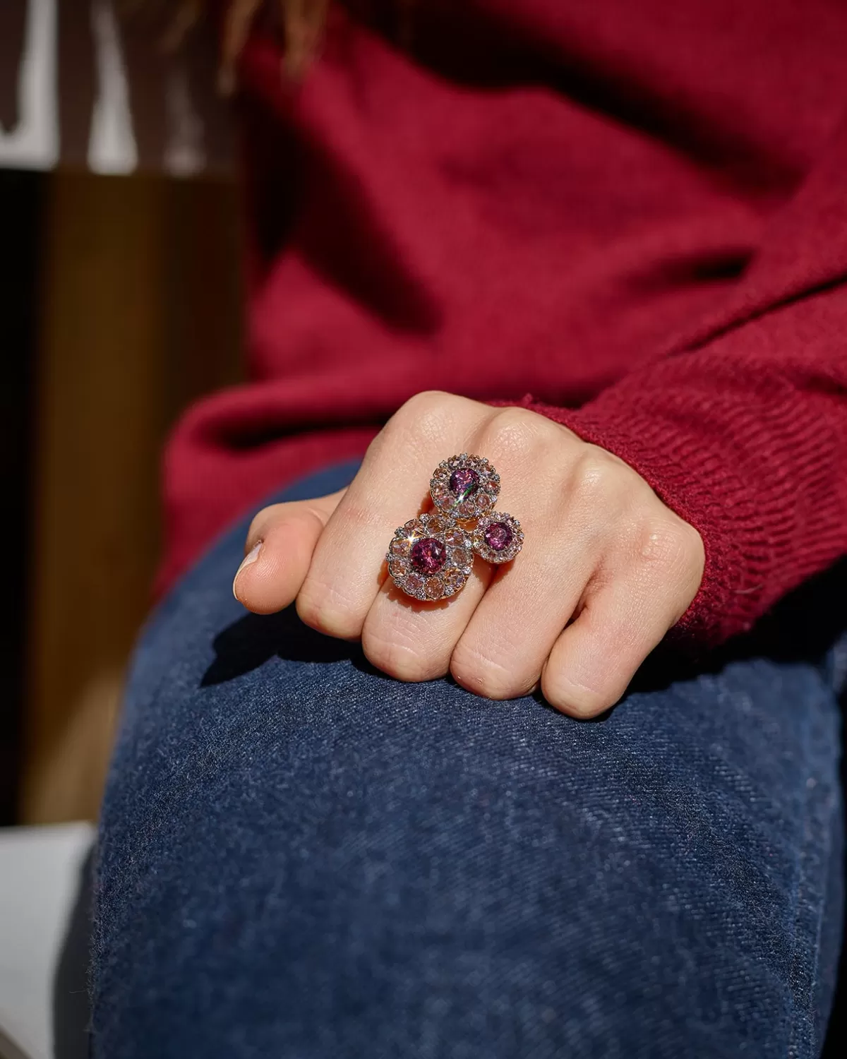 Selim Mouzannar Rings-Beirut Rosace Ringrhodolites - Diamonds