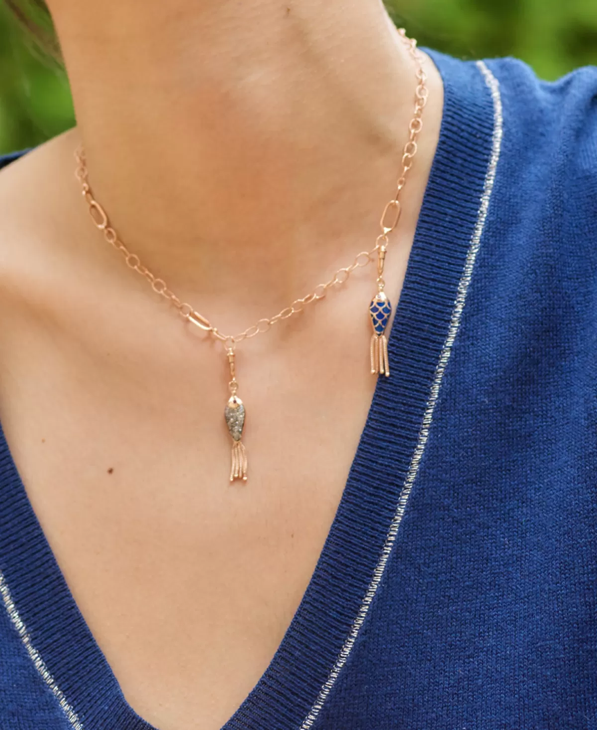 Selim Mouzannar Charm-Fish For Love Charm Navy Blue & Ivoryrubies