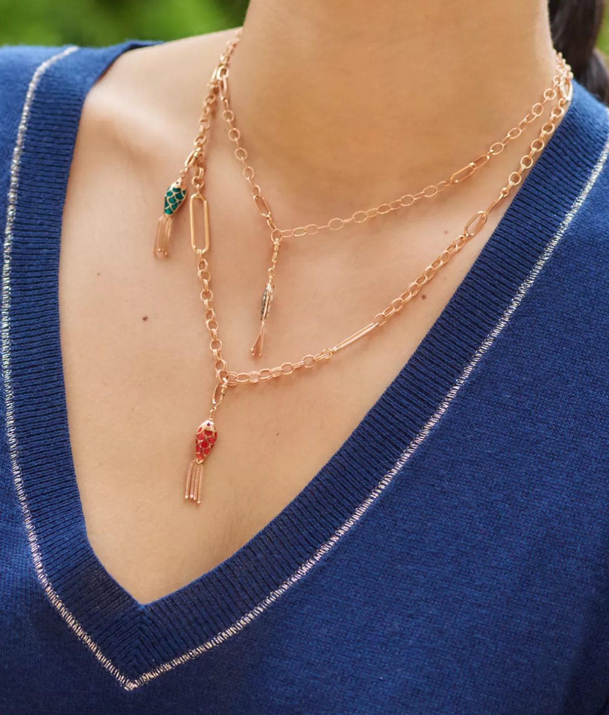 Selim Mouzannar Charm-Fish For Love Charm Rusty Red Light & Darkrubies