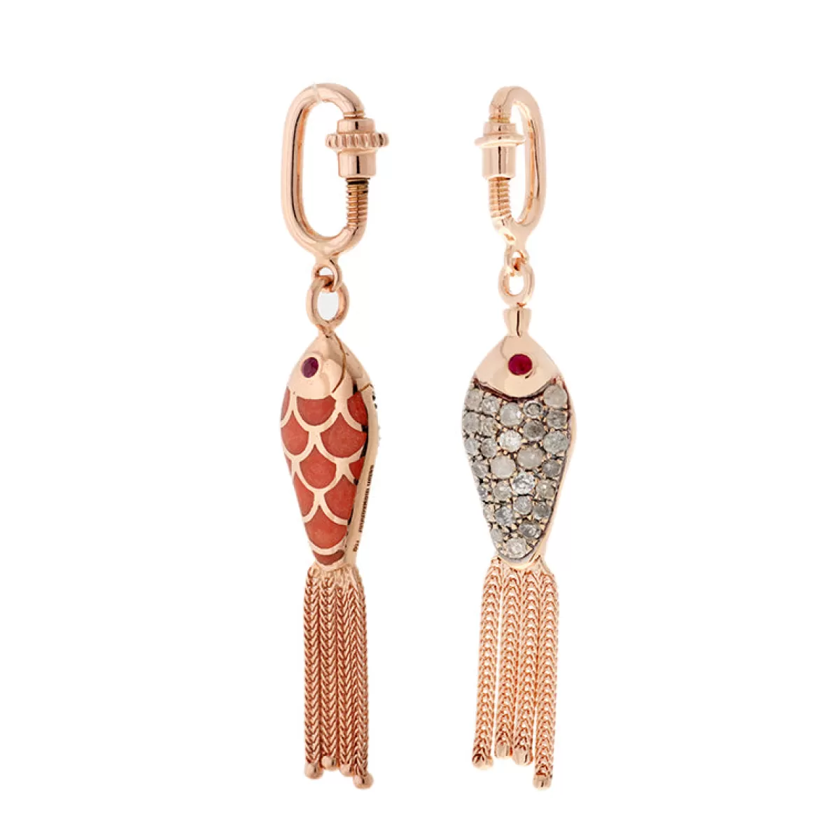 Selim Mouzannar Charm-Fish For Love Orange Charmicy Grey Diamonds