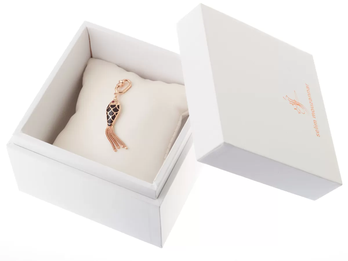 Selim Mouzannar Charm-Fish For Love Orange Charmicy Grey Diamonds