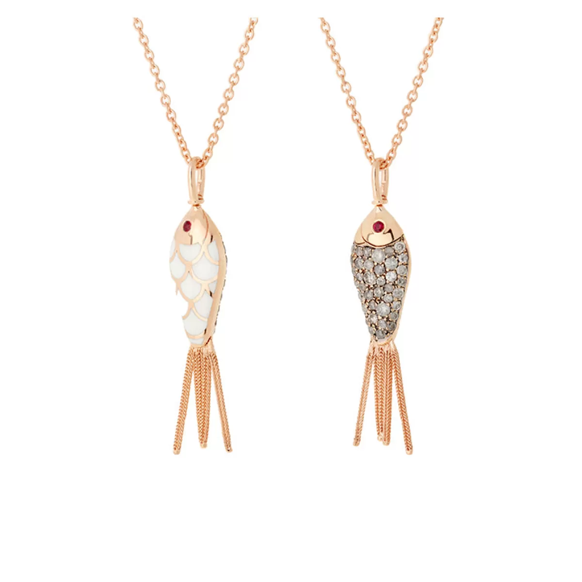 Selim Mouzannar Pendants-Fish For Love Pendant Ivoryicy Grey Diamonds - Rubies