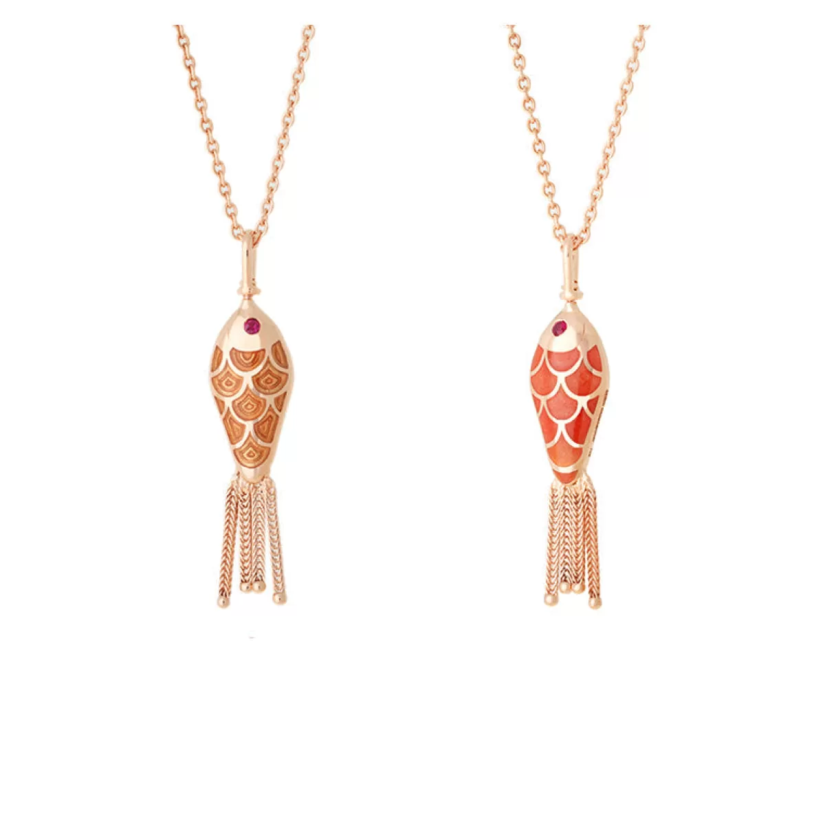 Selim Mouzannar Pendants-Fish For Love Pendant Orangerubies
