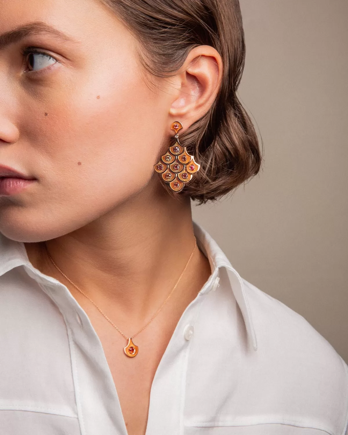 Selim Mouzannar Pendants-Fish For Love Scale Orange Pendantorange Sapphire
