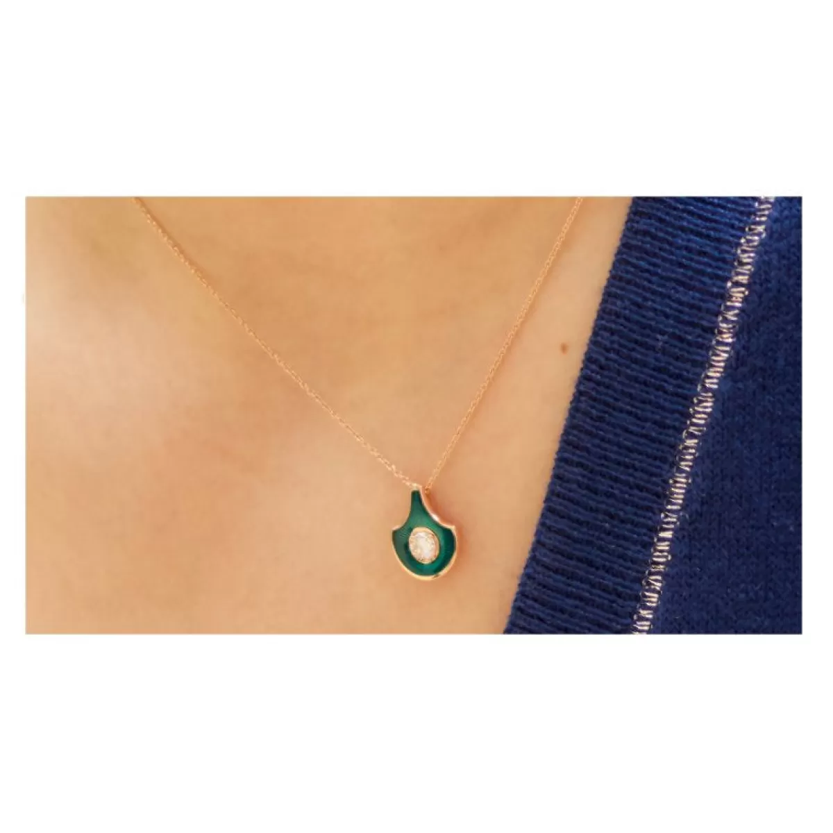 Selim Mouzannar Pendants-Fish For Love Scale Petrol Pendantdiamond