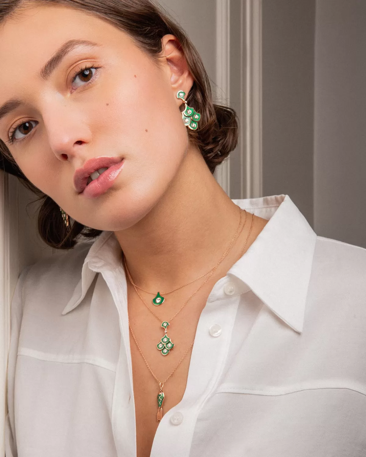 Selim Mouzannar Pendants-Fish For Love Scales Green Pendantdiamonds
