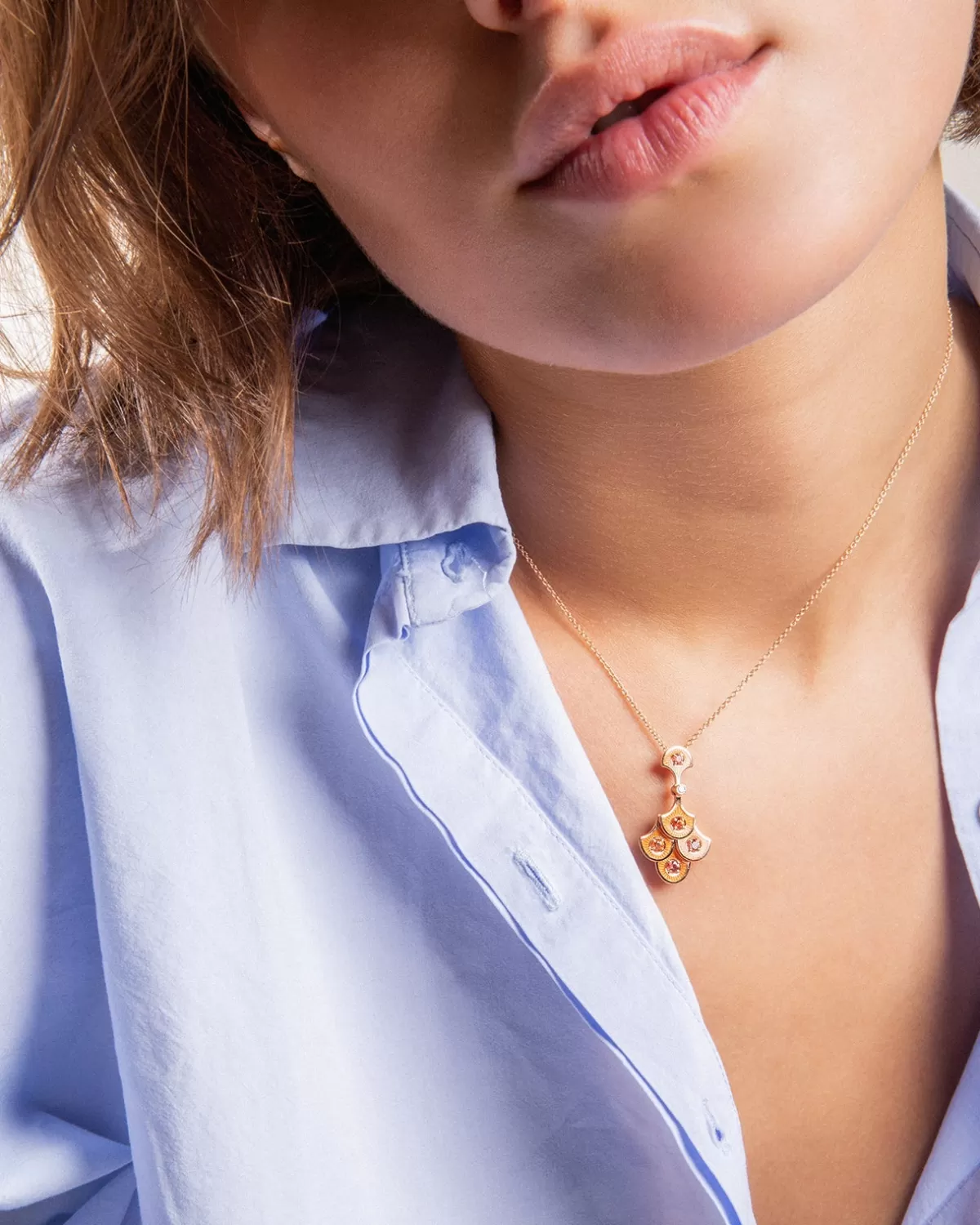 Selim Mouzannar Pendants-Fish For Love Scales Orange Pendantorange Sapphires - Diamond
