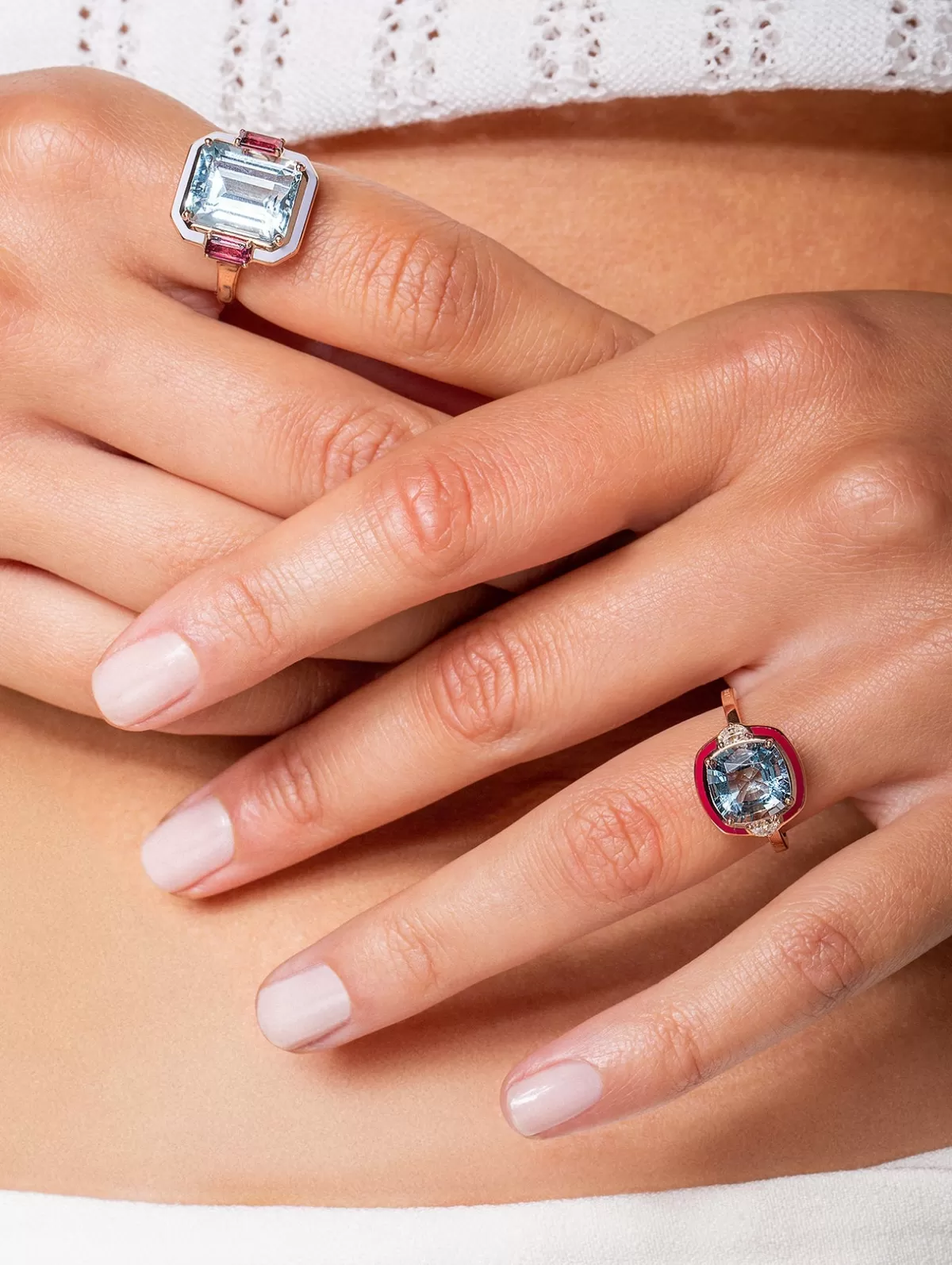 Selim Mouzannar Rings-Gemma Ringaquamarine - Rhodolites