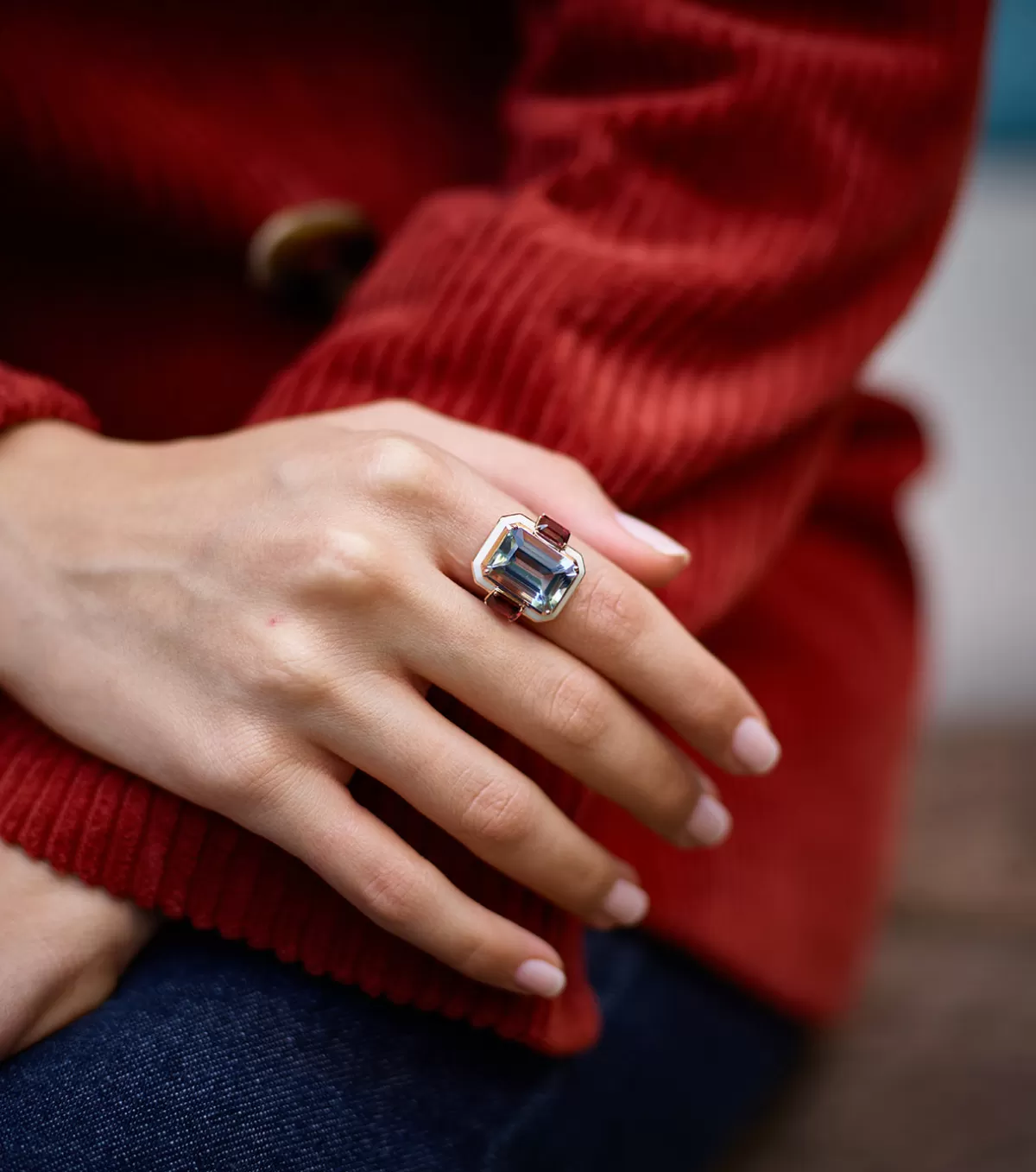 Selim Mouzannar Rings-Gemma Ringaquamarine - Rhodolites
