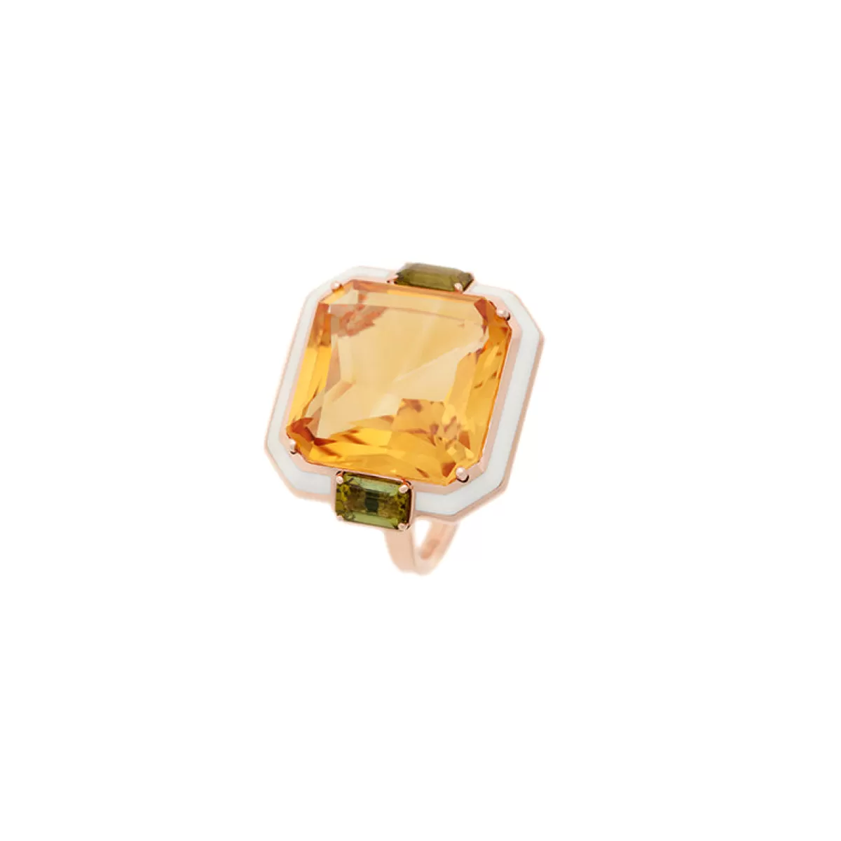 Selim Mouzannar Rings-Gemma Ringcitrine - Green Tourmalines