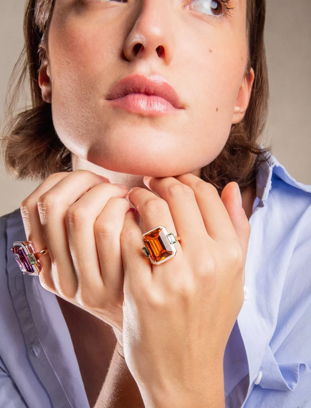 Selim Mouzannar Rings-Gemma Ringcitrine - Green Tourmalines
