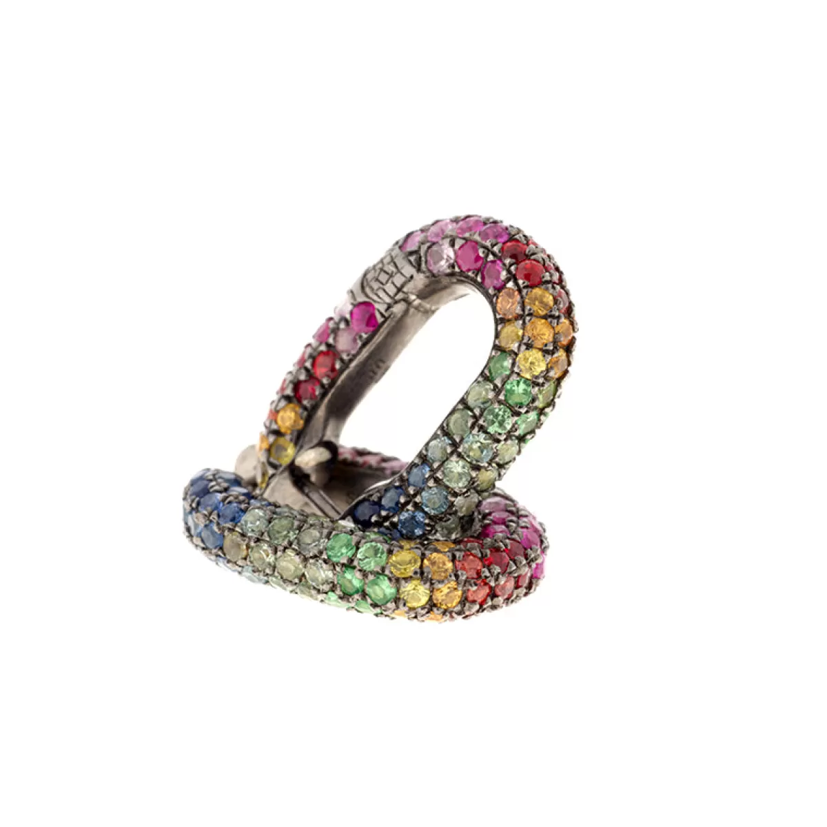 Selim Mouzannar Earrings-Link Earringcolored Sapphires - Tsavorites
