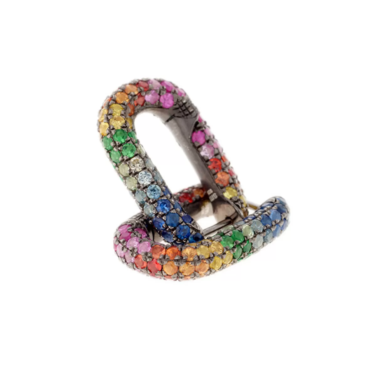 Selim Mouzannar Earrings-Link Earringcolored Sapphires - Tsavorites