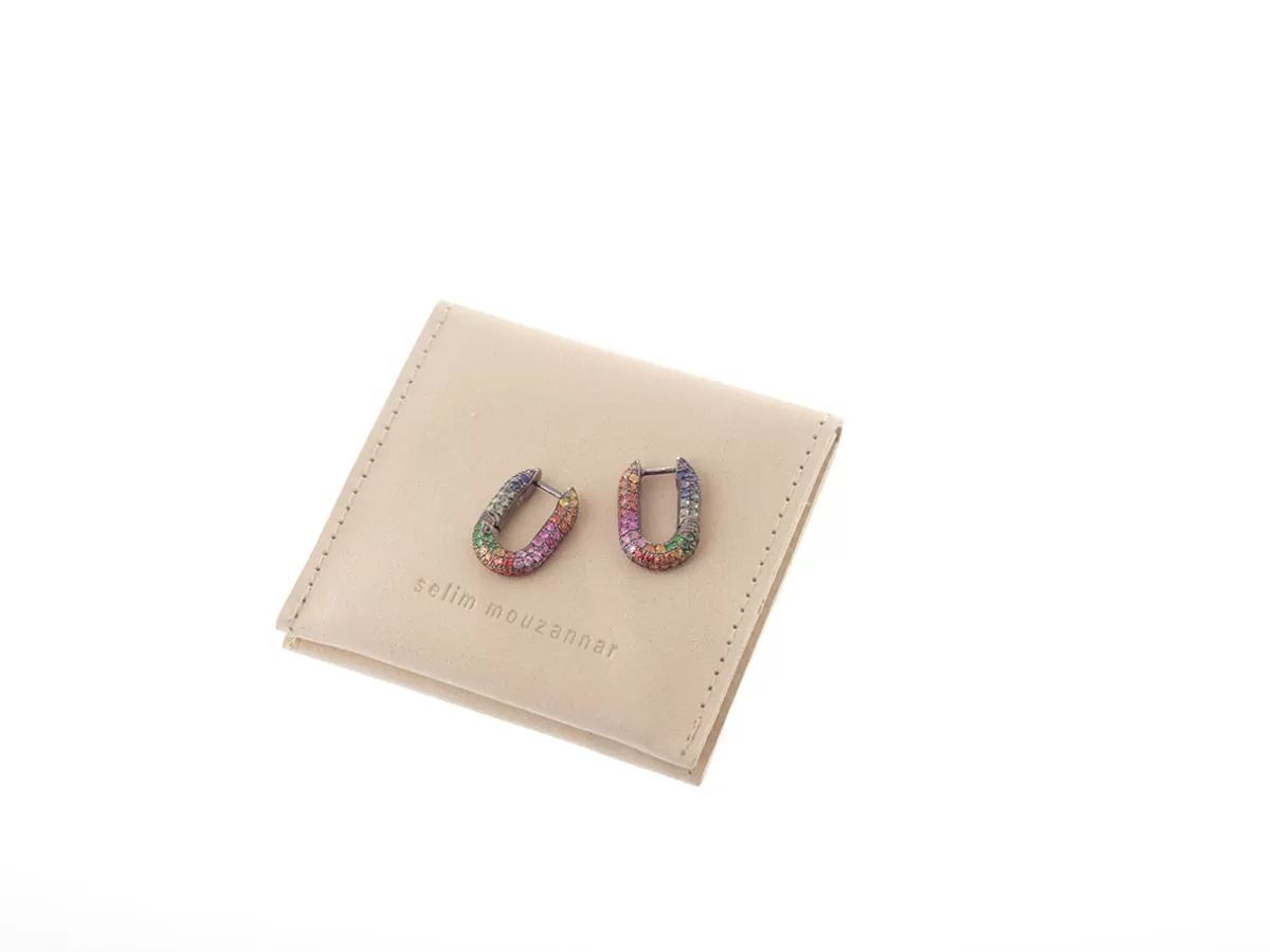 Selim Mouzannar Earrings-Link Earringcolored Sapphires - Tsavorites