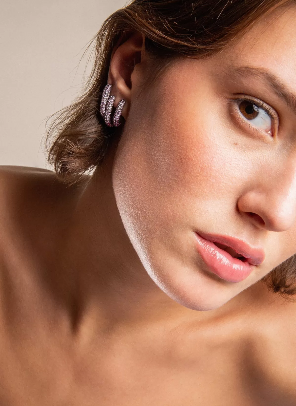 Selim Mouzannar Earrings-Link Earringpink Sapphires