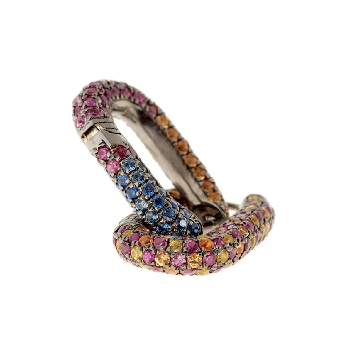 Selim Mouzannar Earrings-Link Earringsrhodolites - Orange & Blue Sapphires