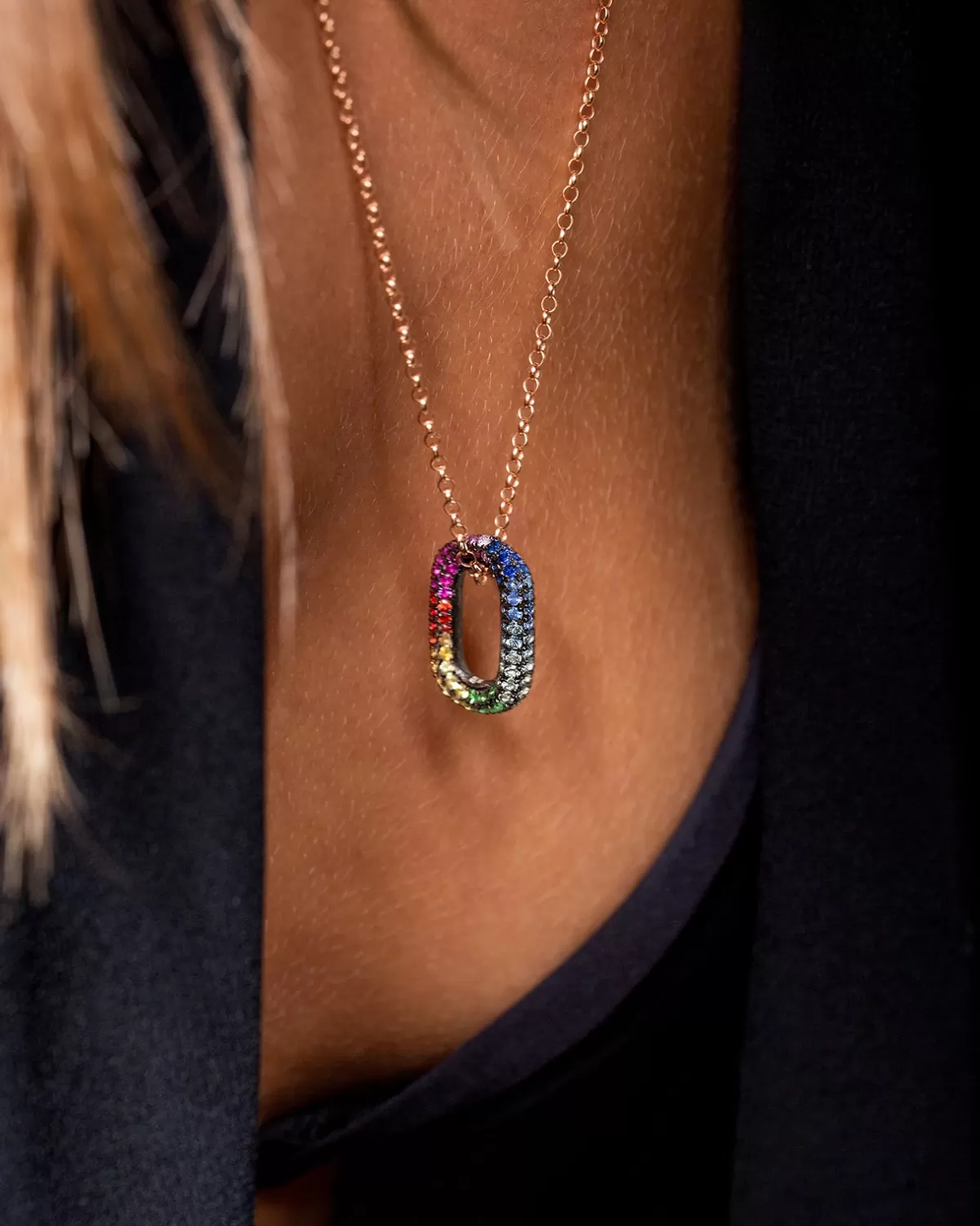 Selim Mouzannar Pendants-Link Pendantcolored Sapphires - Tsavorites