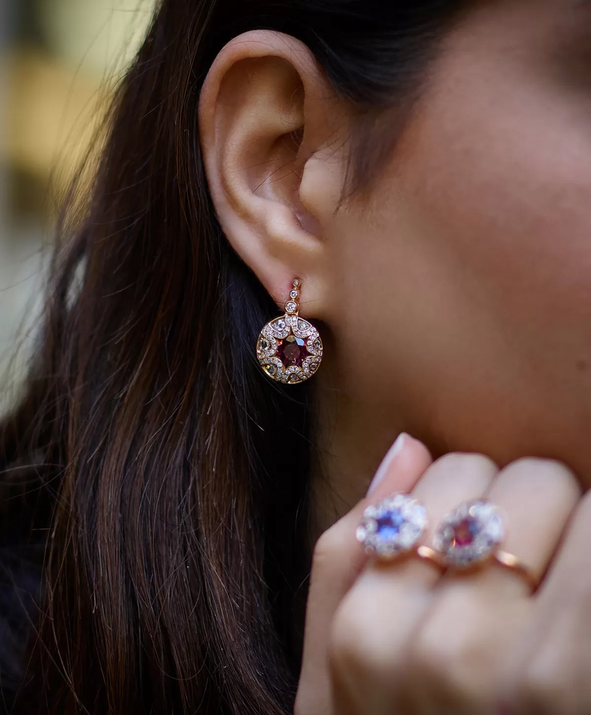 Selim Mouzannar Earrings-Mille Et Une Nuits Earringsrhodolites - Diamonds