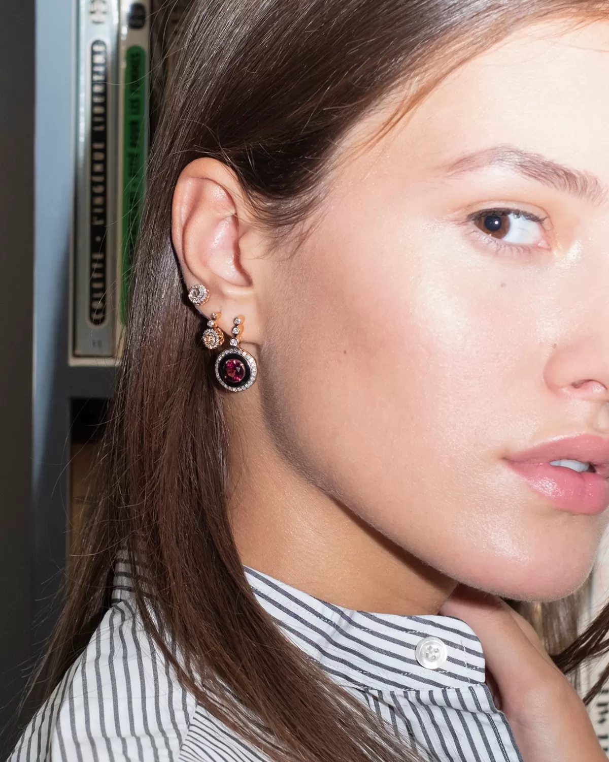 Selim Mouzannar Earrings-Mina Black Earringsrhodolites - Diamonds