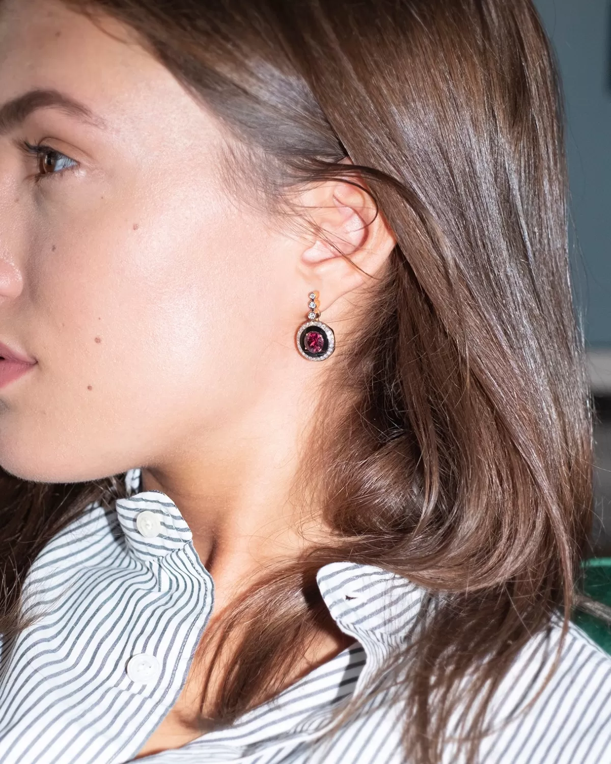 Selim Mouzannar Earrings-Mina Black Earringsrhodolites - Diamonds